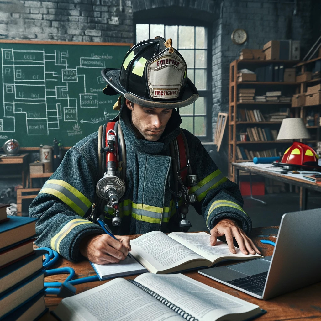 Picture of firefighter learning